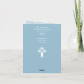 Invitation (écriture) Floral Cross Baptism Sky Blu (Dos)