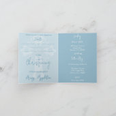 Invitation (écriture) Floral Cross Baptism Sky Blu (Intérieur)