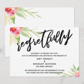 Invitation Écriture Florale Regrets De Mariage Annulés (Devant / Derrière)