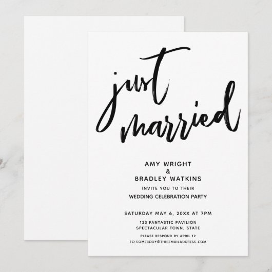 Invitation Écriture Informelle Mariage Réception de Mariage (Devant / Derrière)