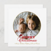 Invitation Écriture Joyeuses Fêtes Chic Monogramme Poinsettia (Devant / Derrière)