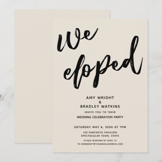 Invitation Écriture main Nous sommes partis en voyage de noce (Devant / Derrière)