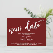 Invitation Écriture Manuelle Postponted Mariage Nouvelle Date (Debout devant)