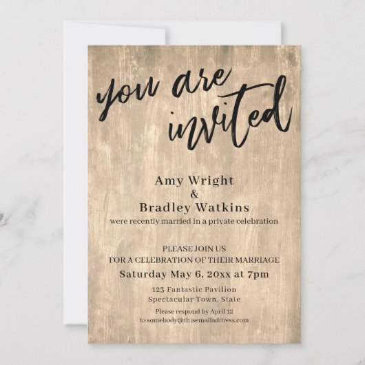 Invitation Écriture Manuelle, Rustique Vous Êtes Invité Récep (Devant)