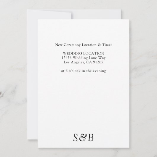 Invitation Écriture manuscrite blanche et noire Modifier la d (Dos)