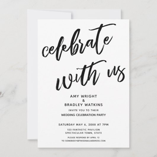 Invitation Écriture manuscrite célébrez avec nous Réception d (Devant)