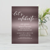 Invitation Écriture manuscrite Célébrons sur simple rose gold (Debout devant)