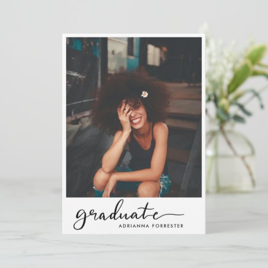 Invitation Écriture manuscrite de fin d'études (Debout devant)