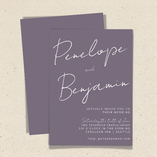 Invitation Écriture manuscrite de script moderne Dusty Mariag