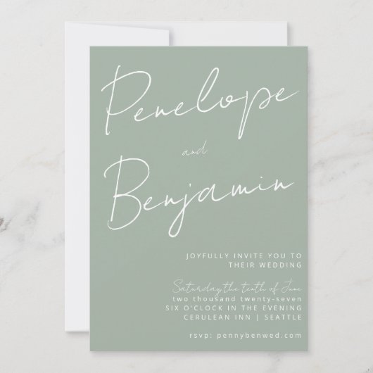 Invitation Écriture manuscrite de script moderne Mariage de m (Devant)