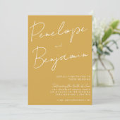 Invitation Écriture manuscrite de script moderne Mariage jaun (Debout devant)