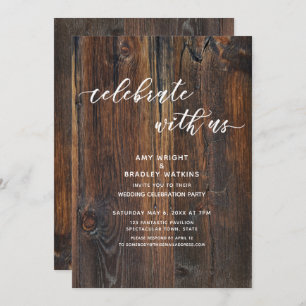 Invitation Écriture manuscrite en bois texturé Célébrez avec 