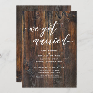 Invitation Écriture manuscrite en bois texturé Nous nous somm