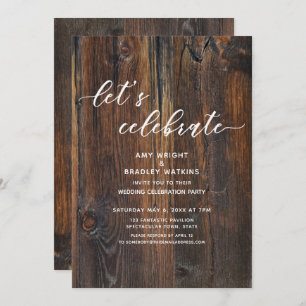Invitation Écriture manuscrite en bois texturé Script Célébro