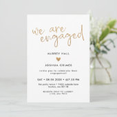 Invitation Ecriture manuscrite en or Faux Nous sommes engagés (Debout devant)