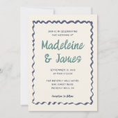 Invitation Écriture manuscrite Frame vert bleu rétro Mariage (Devant)