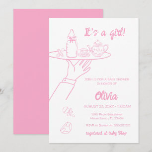 Invitation Écriture manuscrite manuscrite rose Baby shower lu