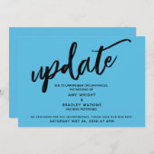 Invitation Écriture manuscrite Mariage reporté Bright Blue Ca (Devant / Derrière)