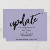 Invitation Écriture manuscrite Mariage reporté Dusty Purple C (Devant / Derrière)