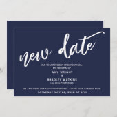 Invitation Écriture manuscrite Mariage reporté Nouvelle date (Devant / Derrière)