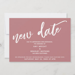 Invitation Écriture manuscrite Mariage Reporté Nouvelle Date 