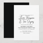 Invitation Écriture Manuscrite Minimaliste Mariage Noir (Devant / Derrière)