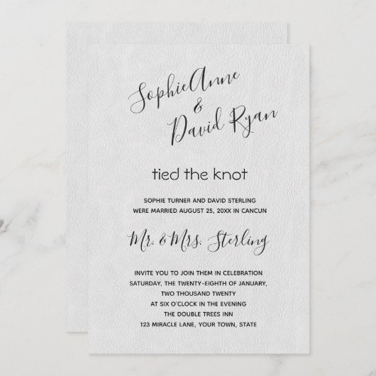 Invitation Écriture manuscrite minimaliste moderne Mariage (Devant / Derrière)