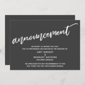 Invitation Écriture manuscrite moderne Annulé Mariage gris fo (Devant / Derrière)