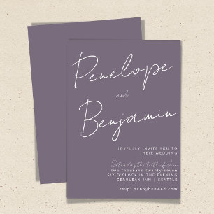 Invitation Écriture manuscrite moderne Dusty Purple Mariage