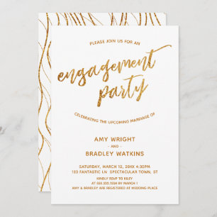 Invitation Écriture manuscrite moderne Gold Waves sur Fiançai