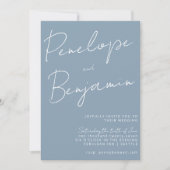 Invitation Écriture manuscrite moderne Mariage bleu foncé (Devant)