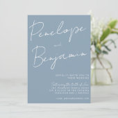 Invitation Écriture manuscrite moderne Mariage bleu foncé (Debout devant)