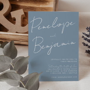 Invitation Écriture manuscrite moderne Mariage bleu foncé