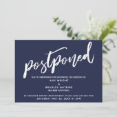 Invitation Écriture manuscrite moderne Mariage reporté bleu m (Debout devant)