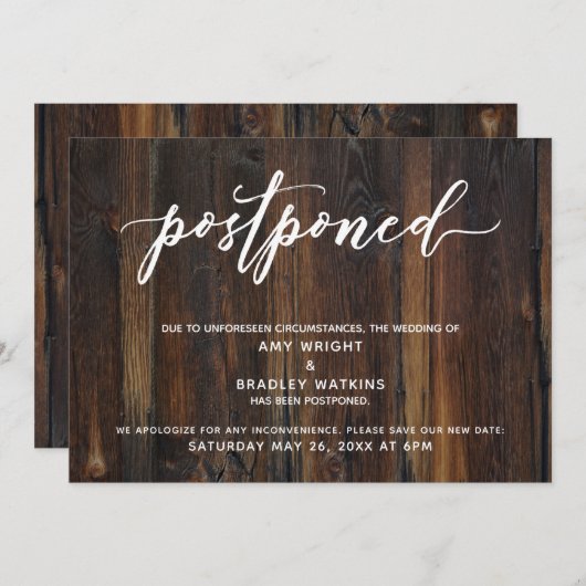 Invitation Écriture manuscrite moderne Mariage repoussé Bois  (Devant / Derrière)