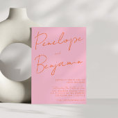Invitation Écriture manuscrite moderne Mariage rose orange
