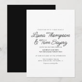 Invitation Écriture Manuscrite Moderne Mariage Simple Noir (Devant / Derrière)