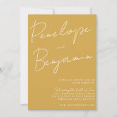 Invitation Écriture manuscrite moderne poussiéreuse jaune mar (Devant)