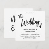 Invitation Écriture Manuscrite Moderne Simple Mariage Blanc (Devant / Derrière)