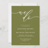 Invitation Écriture manuscrite moderne vert olive Nous faison (Devant)