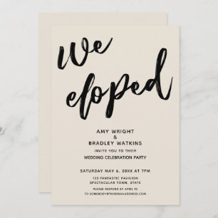 Invitation Écriture manuscrite Nous Avons Elopé Mariage Cream