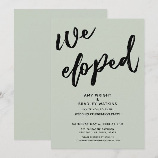 Invitation Écriture manuscrite Nous nous sommes enfuis Récept (Devant / Derrière)