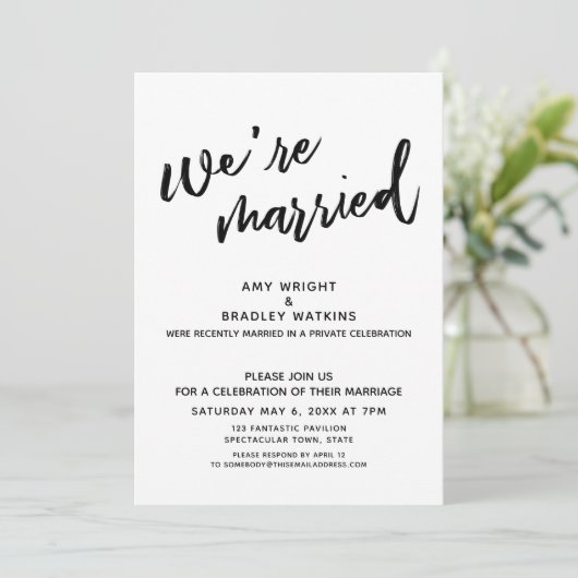 Invitation Écriture manuscrite Nous sommes mariés Réception a (Debout devant)