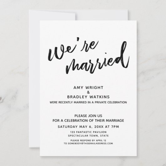 Invitation Écriture manuscrite Nous sommes mariés Réception d (Devant)