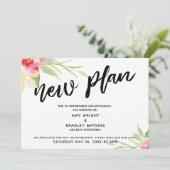 Invitation Écriture manuscrite "Nouveau Plan" Floral Mariage  (Debout devant)