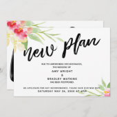 Invitation Écriture manuscrite "Nouveau Plan" Floral Mariage  (Devant / Derrière)