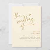 Invitation Écriture manuscrite or et crème moderne Mariage ca (Devant)