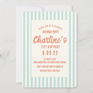 Invitation Écriture manuscrite Pastel Retro 21E Fête Annivers