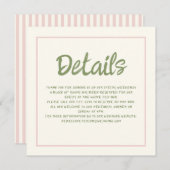 Invitation Écriture manuscrite Pastel Retro Détails du Mariag (Devant / Derrière)