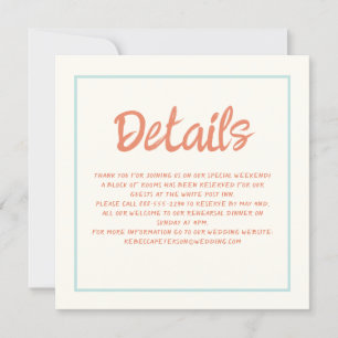 Invitation Écriture manuscrite Pastel Retro Détails du Mariag